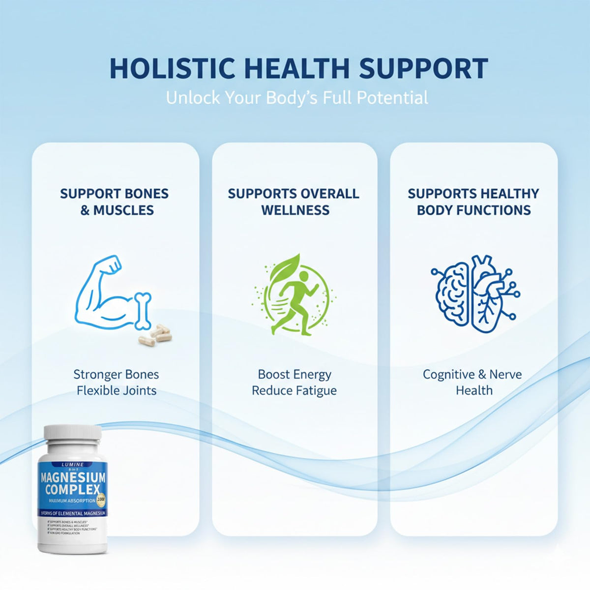 Lumine Magnesium Complex Supplement offers holistic health support, ensuring 100% authenticity and available at Curat Cart in India.