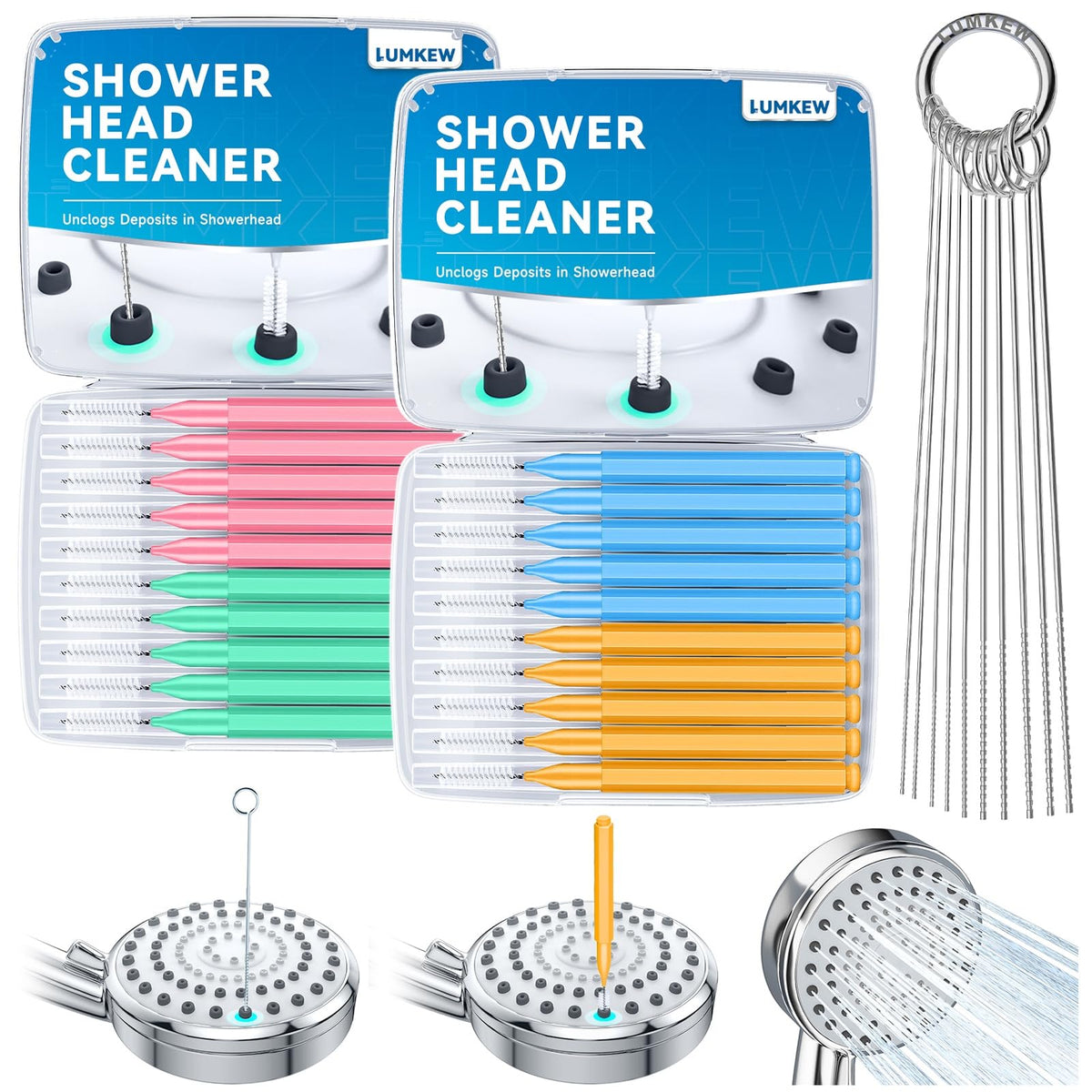 Discover the Lumkew Shower Head Cleaner Tool, specially curated by Curat Cart to unclog deposits effortlessly. Perfect for a sparkling shower experience.