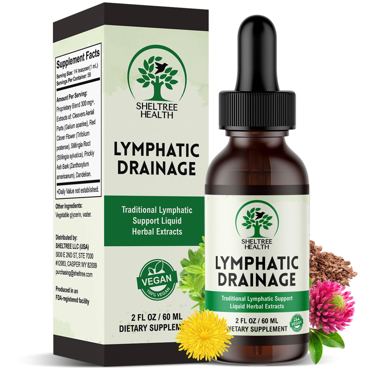 Premium imported Lymphatic Drainage Drops by Shelmtree Health, offering traditional herbal support for wellness. Available at Curat Cart.