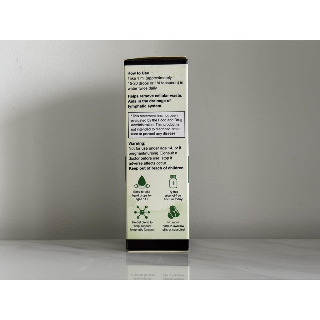 Lymphatic Drainage Drops in official packaging. Supports lymphatic function and cellular waste removal. Available at Curat Cart.