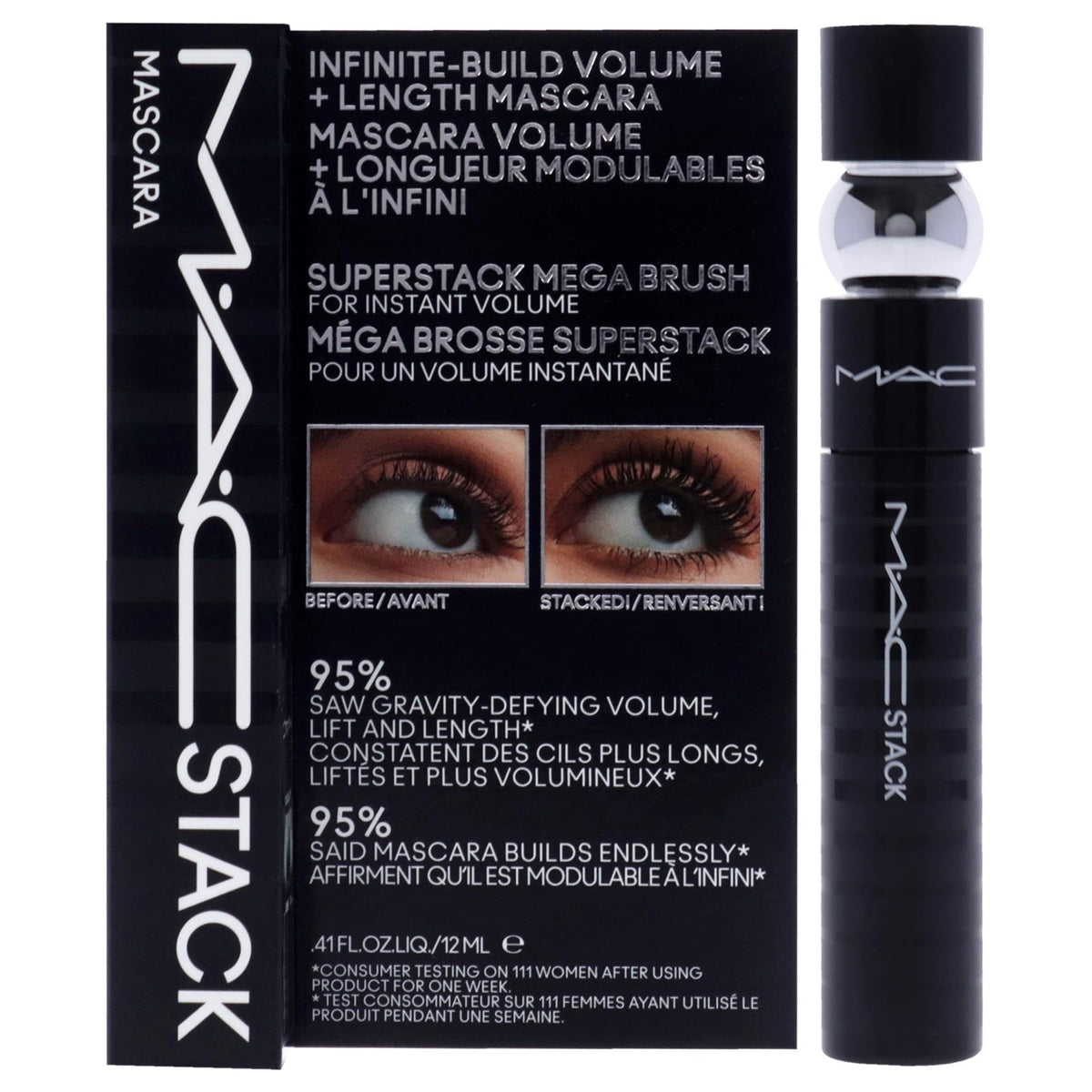 Discover the authentic MAC Stack Mascara, featuring a superstack mega brush for infinite volume and length. 100% genuine.