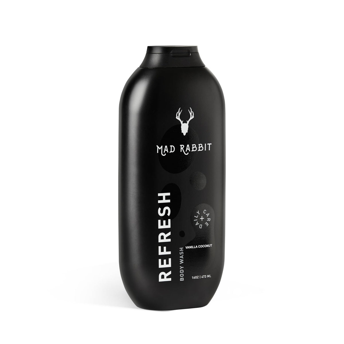 Mad Rabbit Body Wash in premium imported black packaging, featuring a refreshing vanilla and coconut scent. Available at Curat Cart.