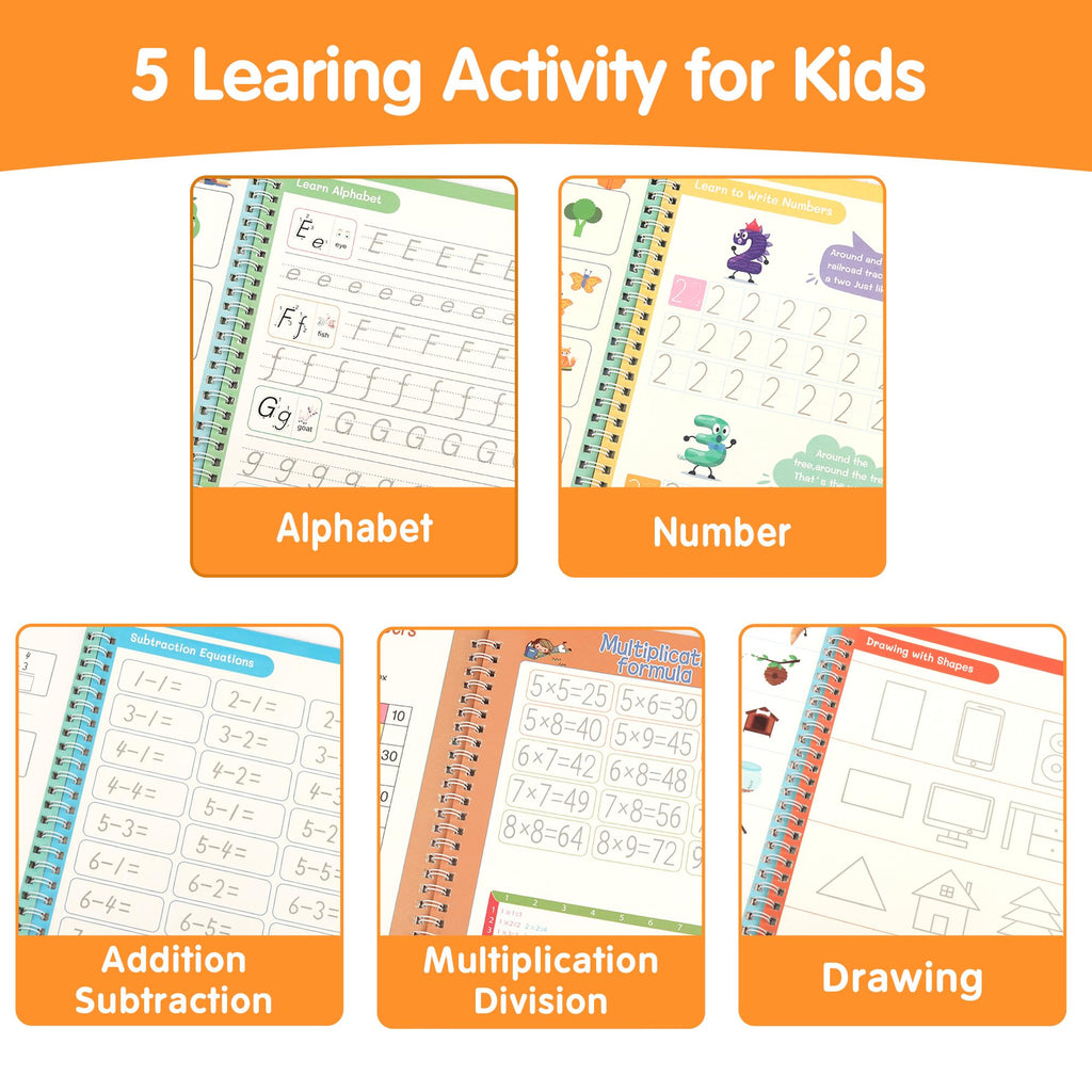 Premium imported Grooved Handwriting Practice Books featuring engaging activities for kids, available at Curat Cart.