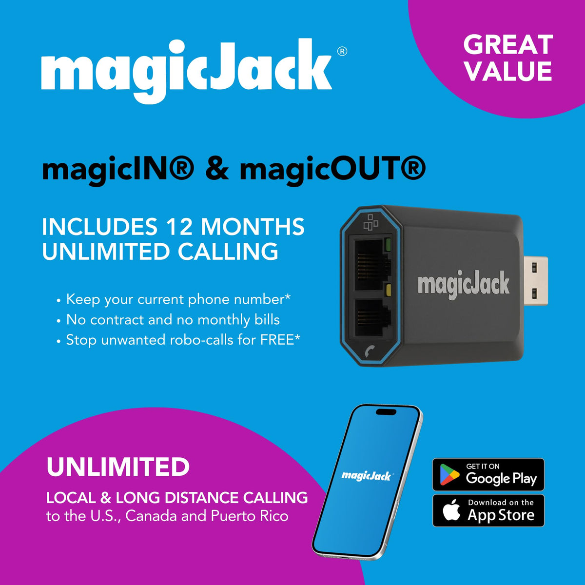 Order the magicJack VOIP phone adapter for unlimited calling in India. Enjoy 12 months of service without contracts!