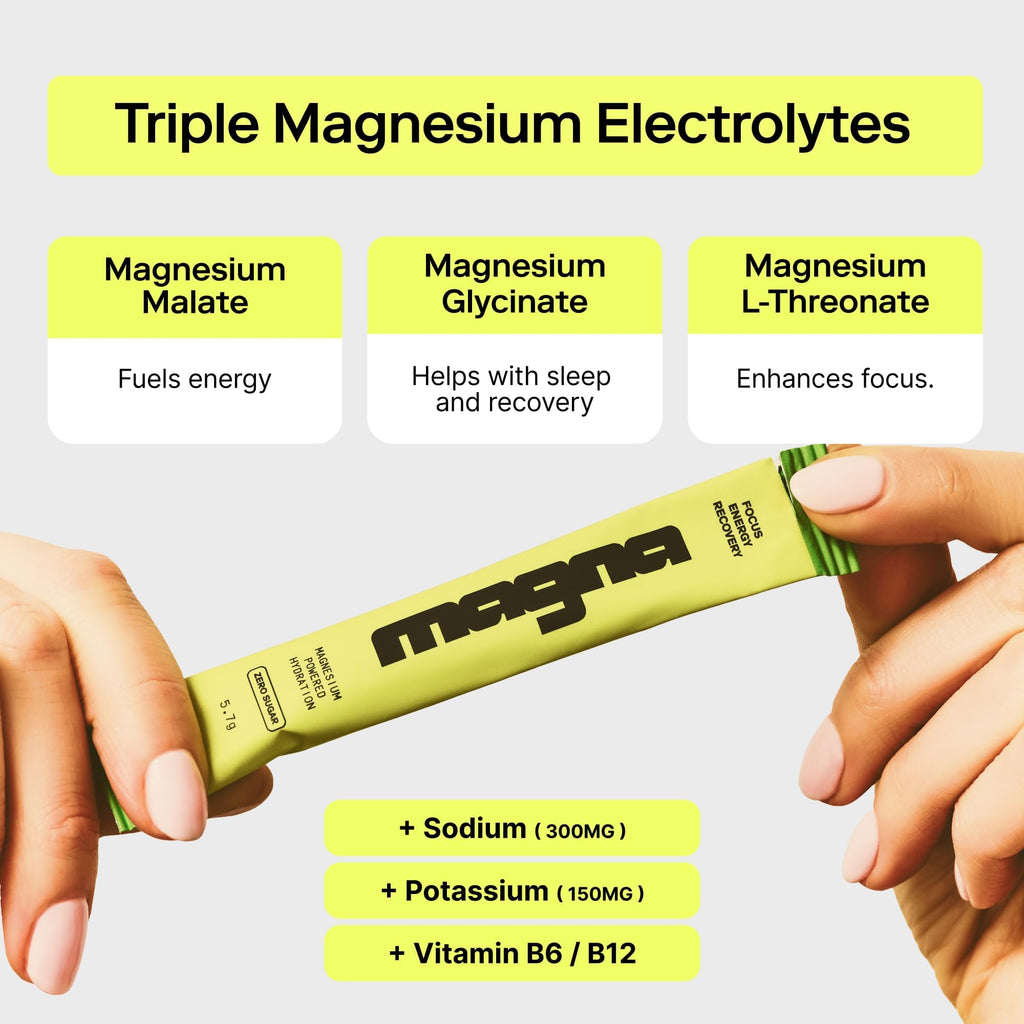 MAGNA Hydration Variety Pack offers triple magnesium electrolytes for recovery and sleep, 100% Authentic, available at Curat Cart.