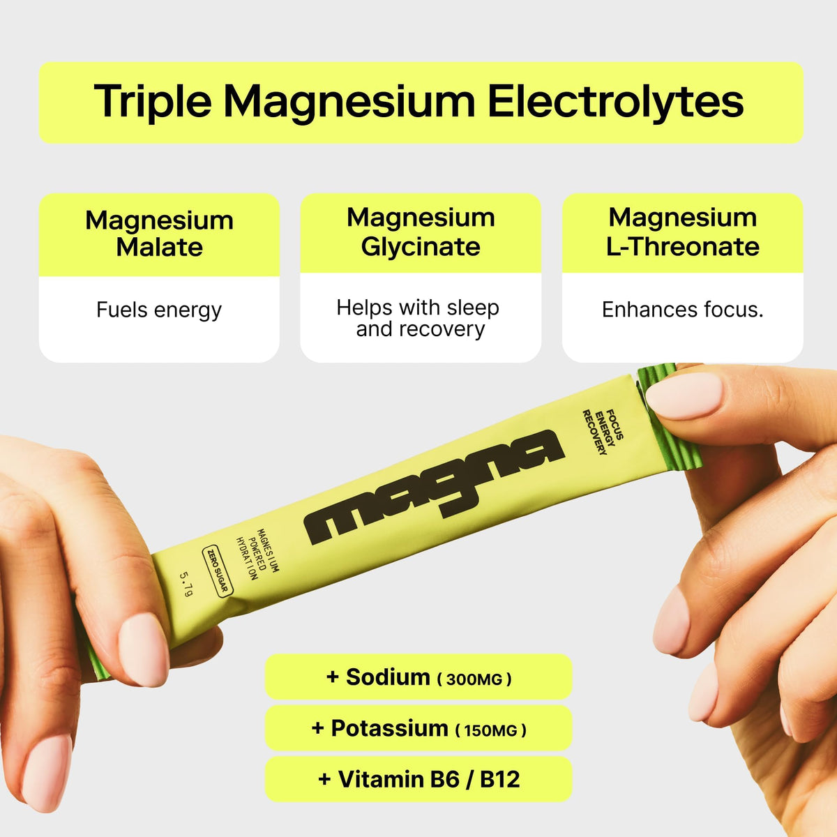 MAGNA Hydration Variety Pack offers triple magnesium electrolytes for recovery and sleep, 100% Authentic, available at Curat Cart.