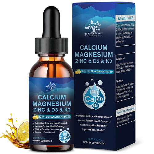 100% Genuine Calcium Magnesium Zinc Supplement in a dropper bottle for optimal health support and wellness.