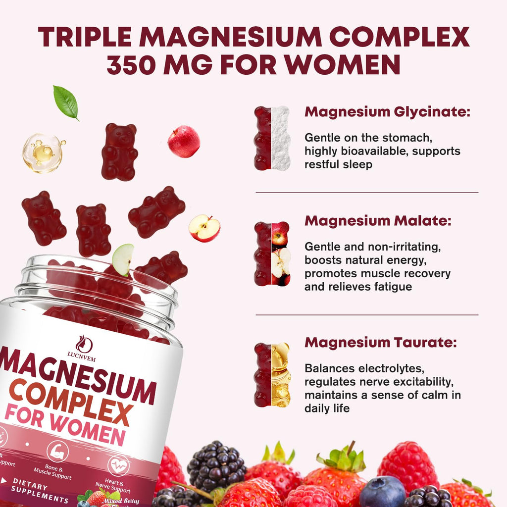 Magnesium Complex Gummies for Women, 100% Authentic and available in India at Curat Cart. Supports relaxation and energy balance.