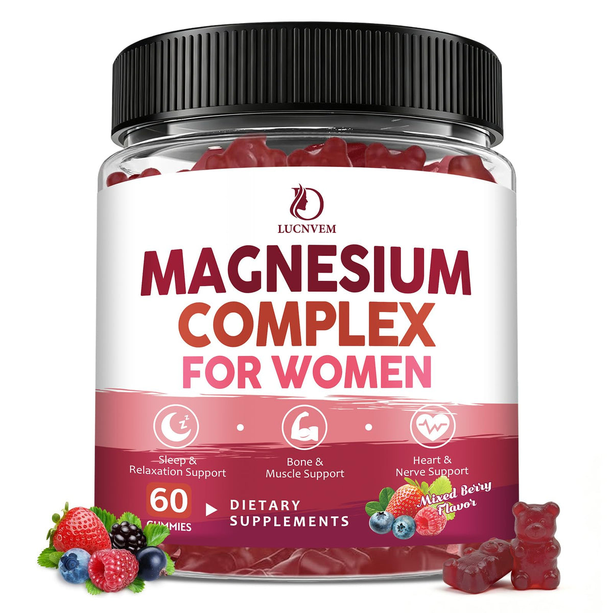 Premium import Magnesium Complex Gummies for Women, supporting sleep, bone, and muscle health. Available at Curat Cart.