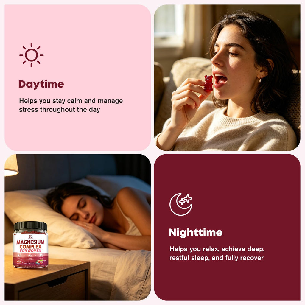 Magnesium Complex Gummies for Women, specially curated by Curat Cart, support relaxation and restful sleep, perfect for daily wellness.
