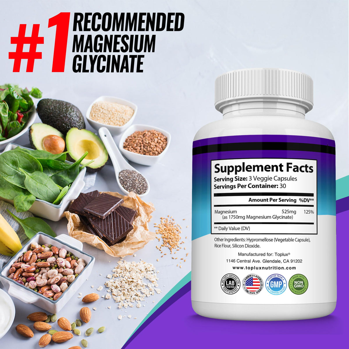 Discover the premium imported Magnesium Glycinate Supplement, featuring 30 veggie capsules for optimal health. Available at Curat Cart.