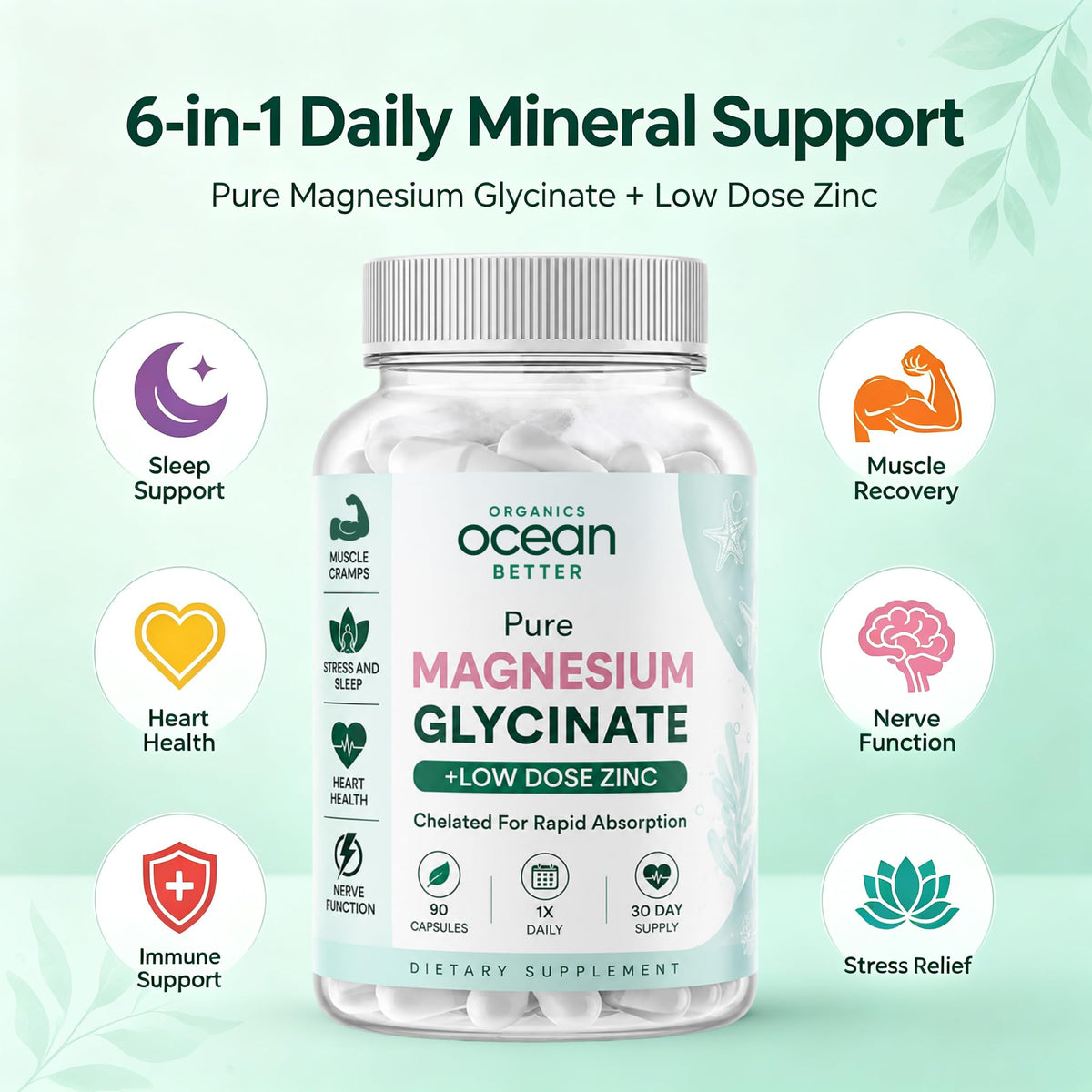 Pure Magnesium Glycinate with Low Dose Zinc in high-quality, official packaging for optimal mineral support. Available at Curat Cart.