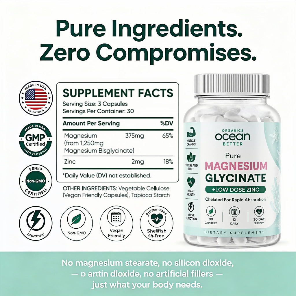 Pure Magnesium Glycinate with Zinc for enhanced absorption. 100% Authentic and available in India at Curat Cart.