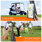 Elevate your golfing experience with this premium imported Magnetic Golf Cart Phone Holder, designed for easy one-hand operation. Available at Curat Cart.