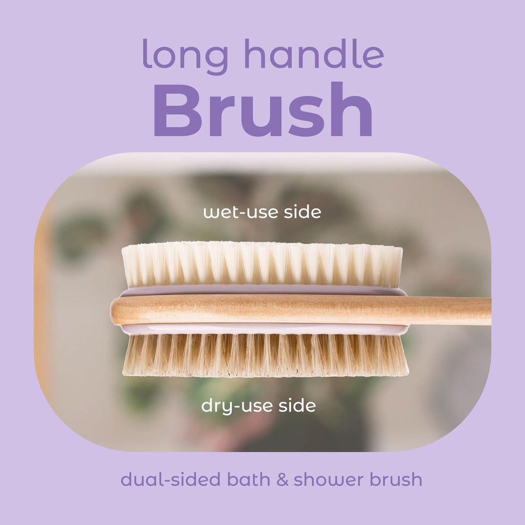 MainBasics Back Scrubber Shower Brush features a dual-sided design for wet and dry use. Order online for easy delivery.