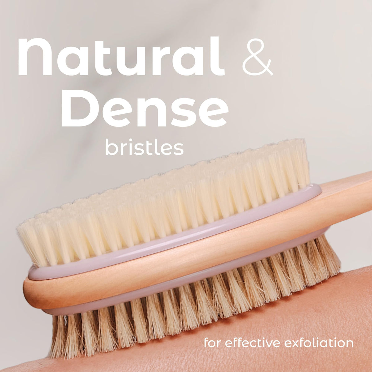 Premium imported MainBasics Back Scrubber Shower Brush with dense, natural bristles for effective exfoliation.