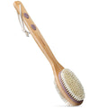 MainBasics Back Scrubber Shower Brush, L features a sturdy wood handle and soft bristles for an authentic cleansing experience.