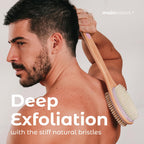 MainBasics Back Scrubber Brush features stiff natural bristles for deep exfoliation, authentic and perfect for everyday use.