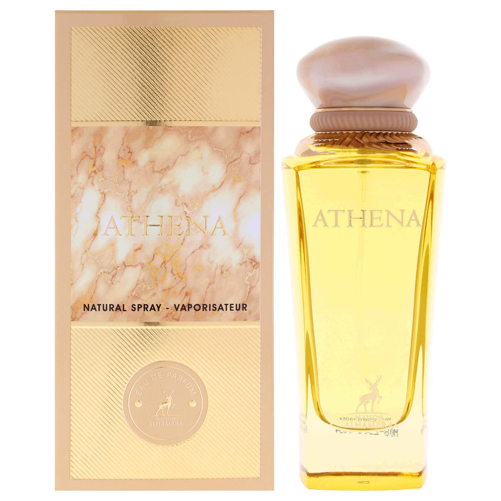 Maison Alhambra Delilah Pour Femme Eau De Parfum features elegant packaging and a unique bottle design, showcasing luxury.