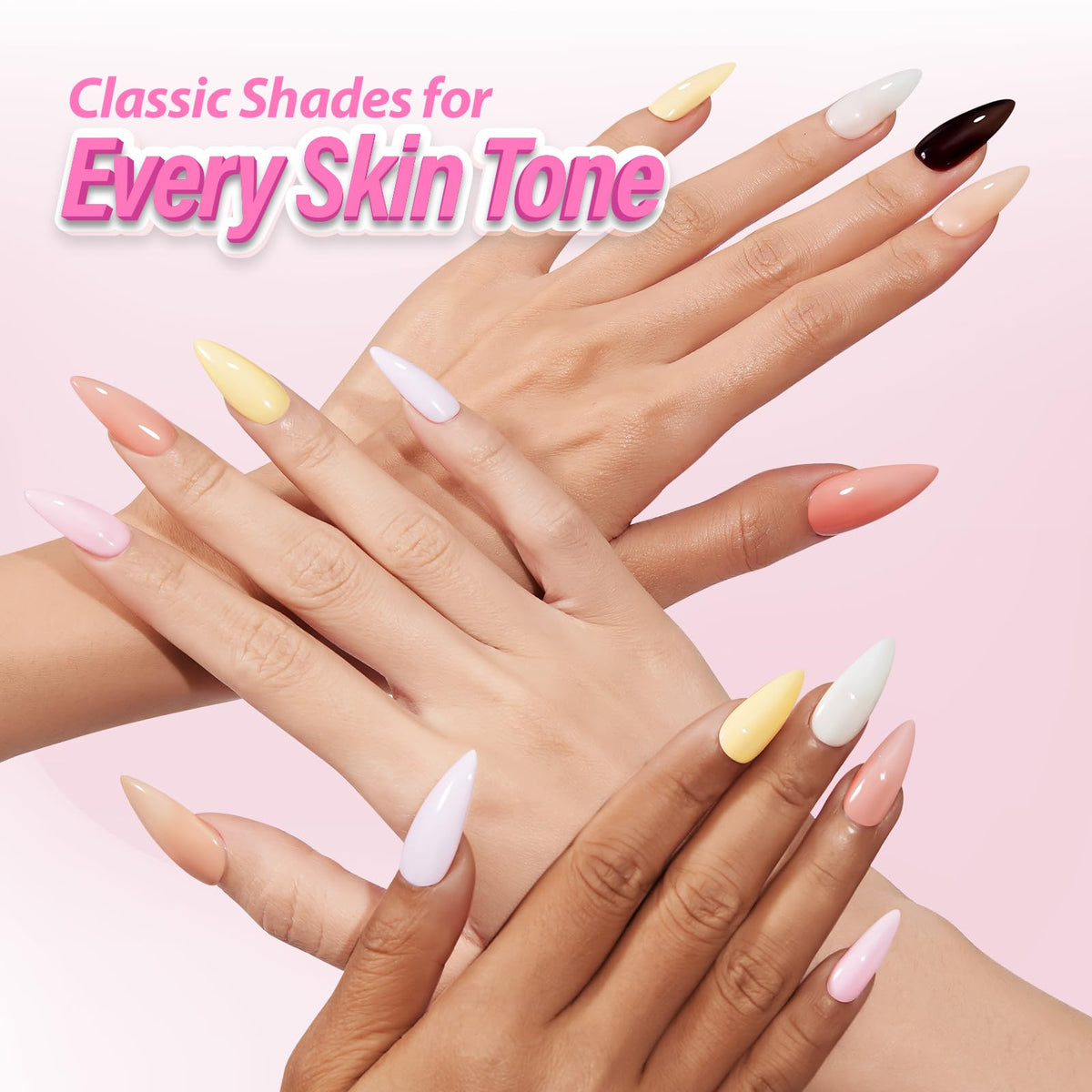 Makartt Milky Pink Gel Nail Polish (15ML) showcased with diverse hands. Available online for every skin tone!