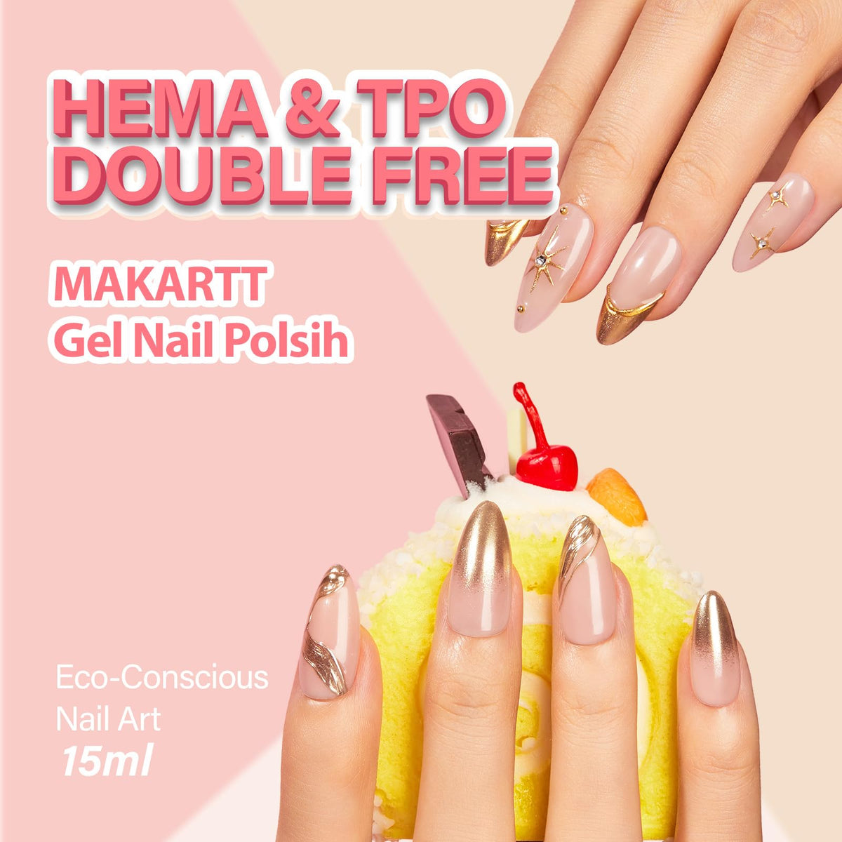 Authentic Makartt Milky Pink Gel Nail Polish in 15ML, HEMA & TPO free, perfect for eco-conscious nail art enthusiasts.