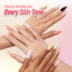 Showcasing Makartt Milky Pink Gel Nail Polish on diverse hands, perfect for every skin tone. 100% genuine product!