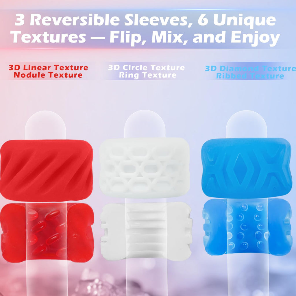 Explore the Male Masturbator Pocket Pussy Stroker with 3 reversible sleeves and 6 unique textures in high-quality finish at Curat Cart.