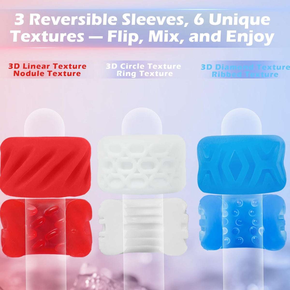 Explore the Male Masturbator Pocket Pussy Stroker with 3 reversible sleeves and 6 unique textures in high-quality finish at Curat Cart.