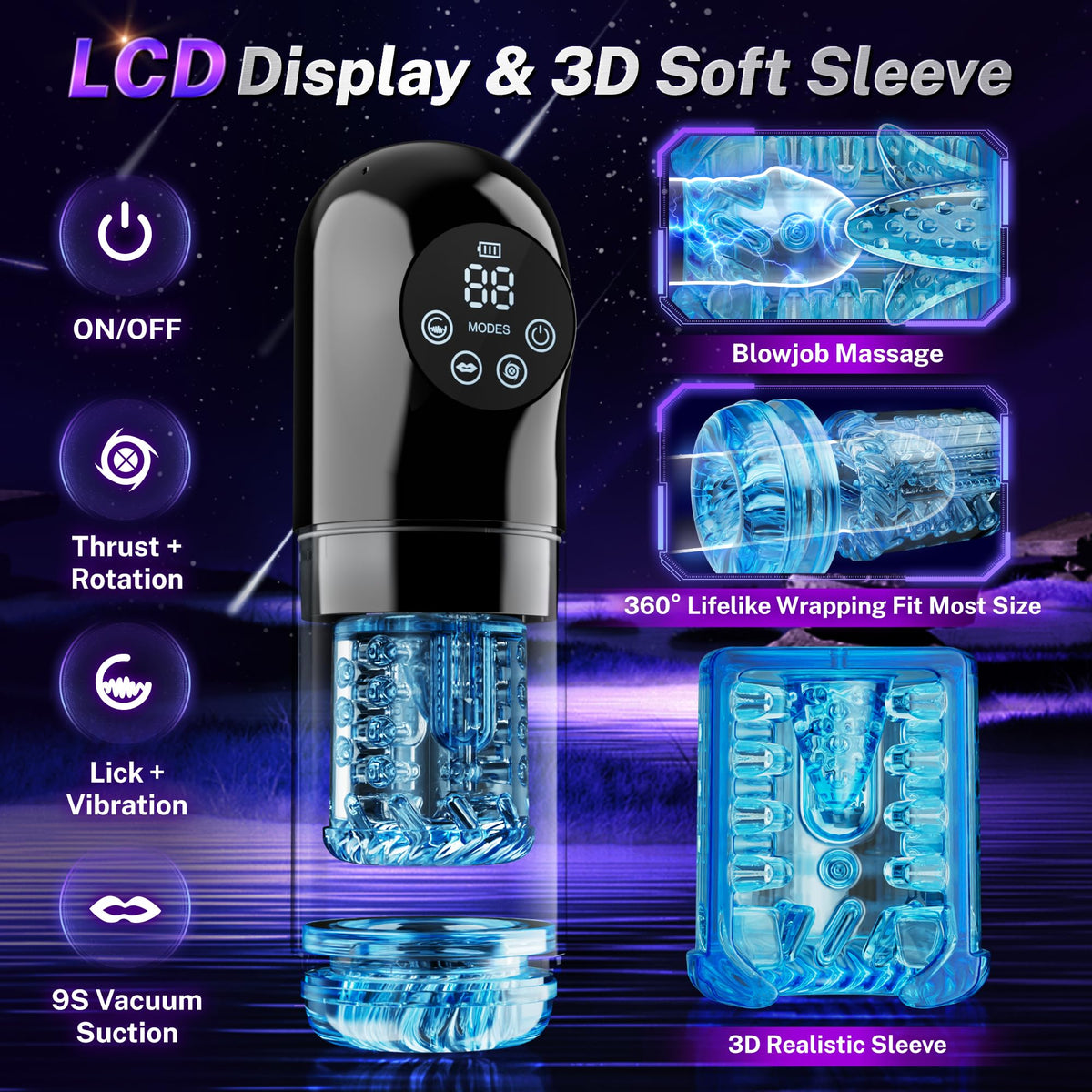 Experience pleasure with the AI Sync Male Masturbator, featuring LCD display and 3D soft sleeve. 100% Authentic, available at Curat Cart.