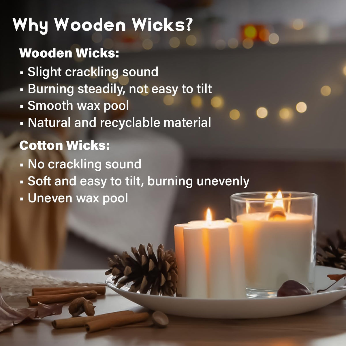 Enhance your candle experience with MAQIHAN Wooden Candle Wicks, offering steady burns and a soothing crackling sound. Available at Curat Cart.