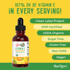 MaryRuth Organics Vitamin E Drops offer 107% DV of Vitamin E, certified organic, sugar-free, vegan, and available at Curat Cart.