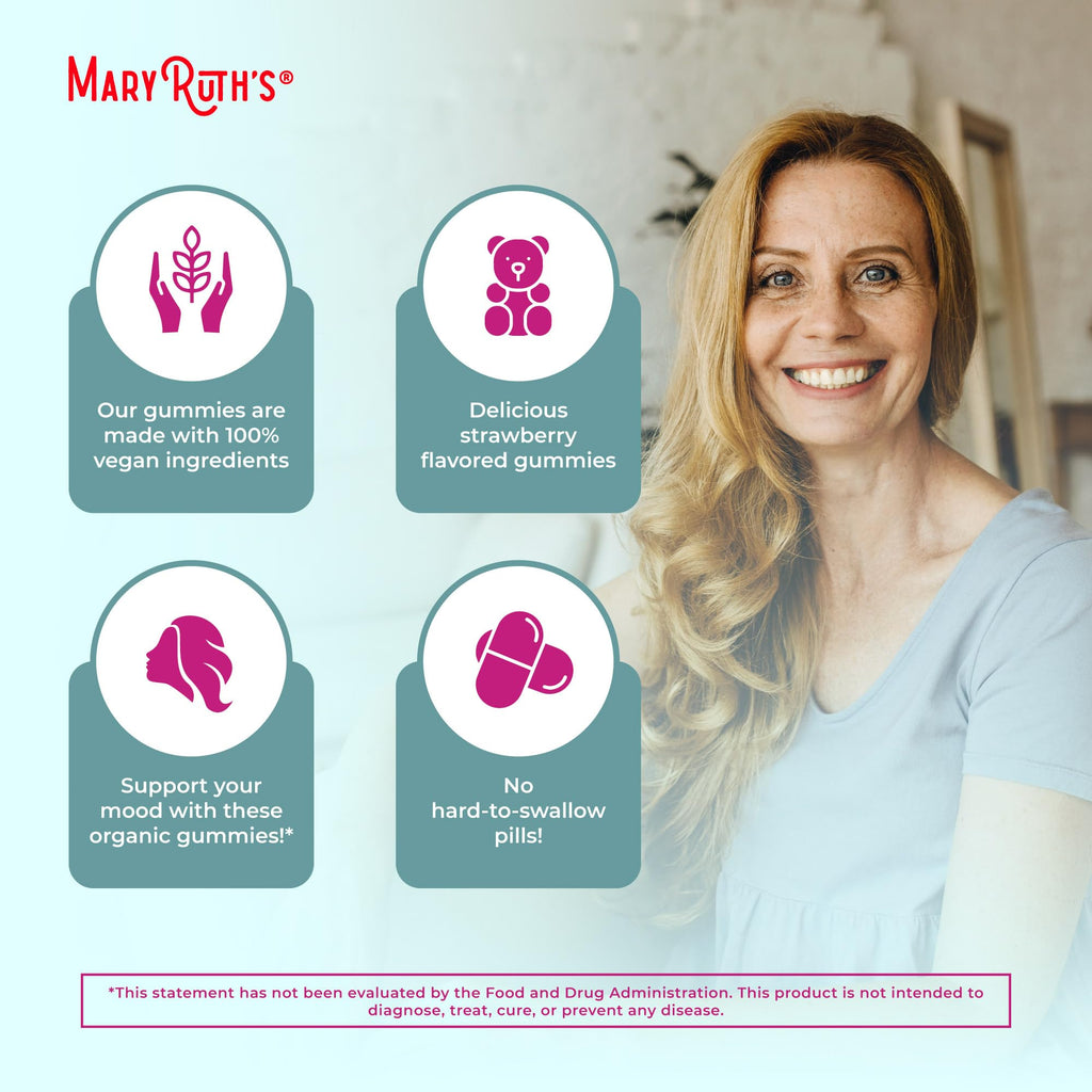 MaryRuth's Organic Menopause Support gummies offer premium imported, vegan strawberry-flavored support from Curat Cart.