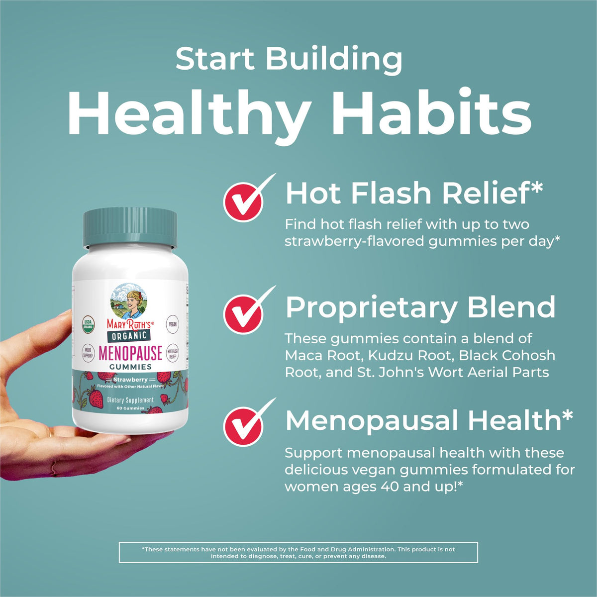 MaryRuth's Organic Menopause Support gummies promote menopausal health with a proprietary blend. Perfect for daily use from Curat Cart.