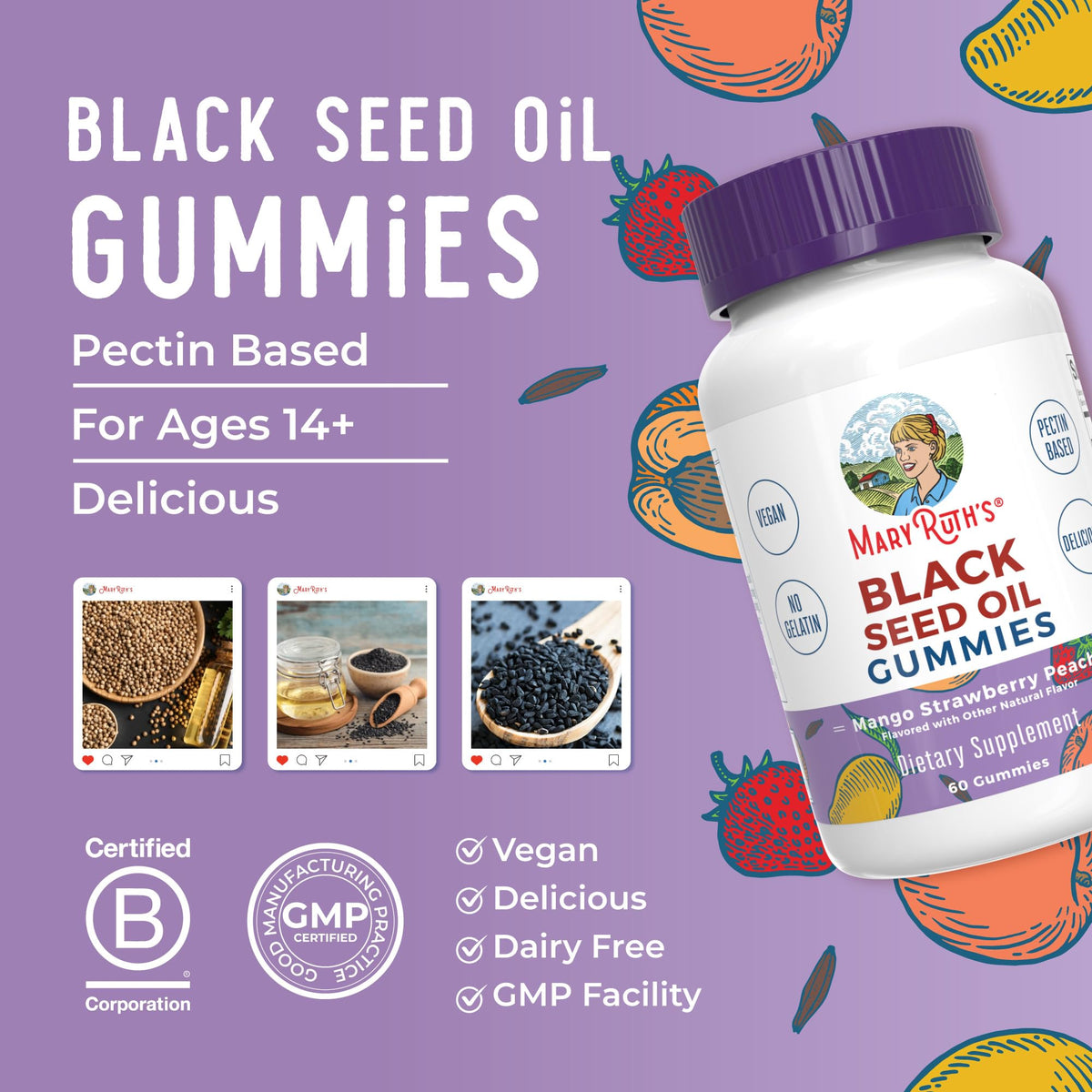 Discover exclusive MARYRUTH'S Black Seed Oil Gummies, pectin-based and delicious. Specially curated by Curat Cart for health enthusiasts.