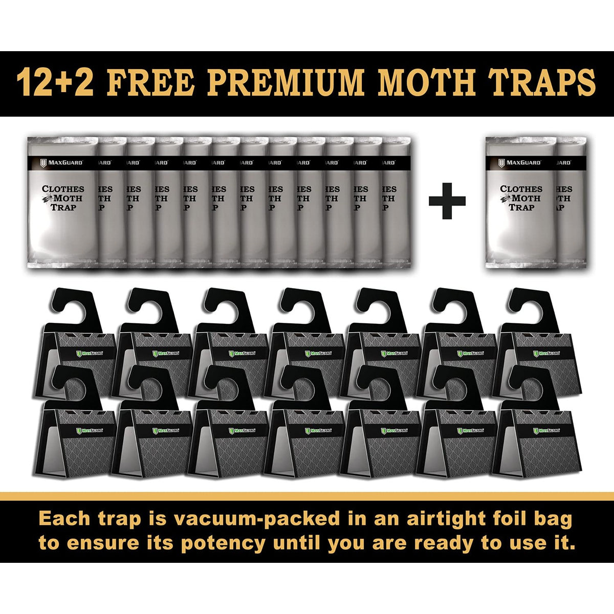 MaxGuard Moth Traps Extra Strength offer 12+2 free premium traps, perfect for protecting your clothes. Available at Curat Cart.