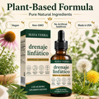 Mayaverra Lymphatic Drainage Drops in official packaging, featuring a plant-based formula with pure natural ingredients. Available at Curat Cart.