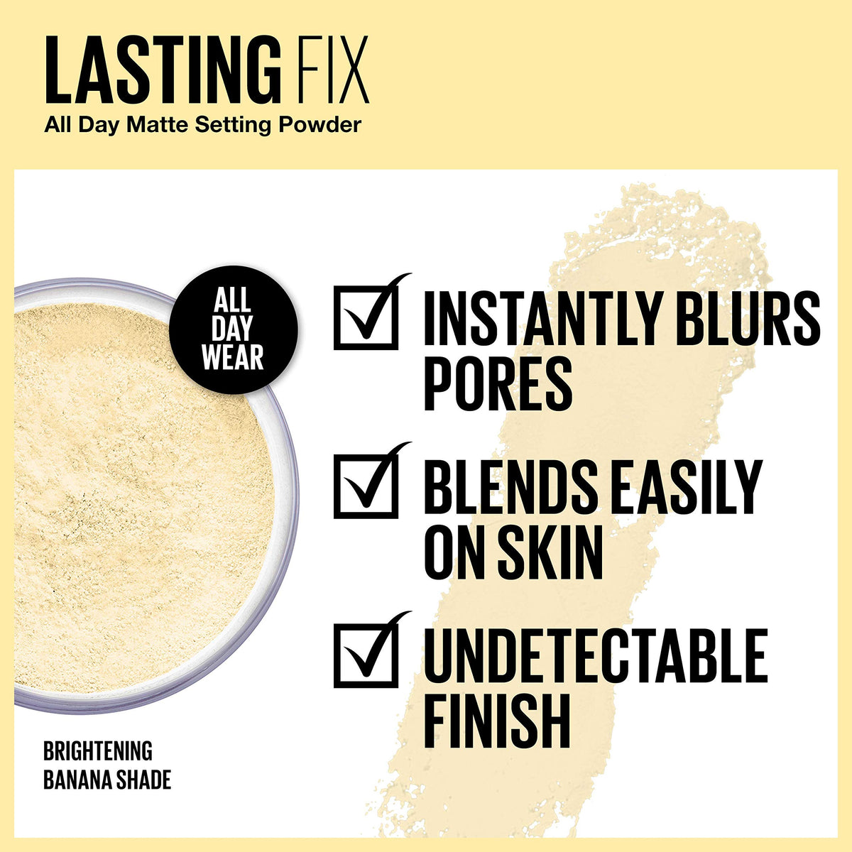 Maybelline Banana Powder Setting Powder, 100% Authentic, available in India at Curat Cart. Achieve an undetectable finish with all-day wear.