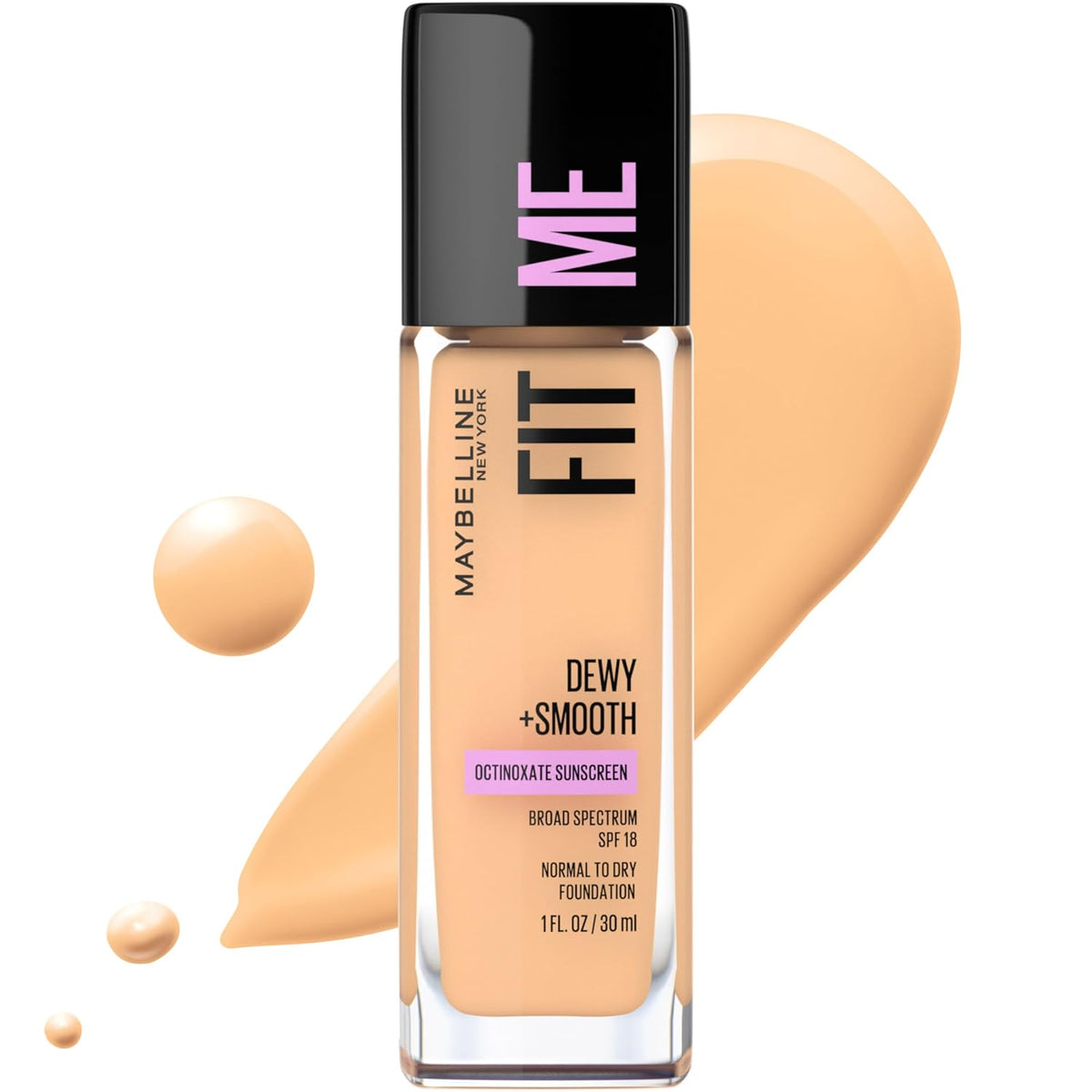 Maybelline Fit Me Dewy Foundation, ideal for normal to dry skin. Verified by CuratCart for quality and trust.