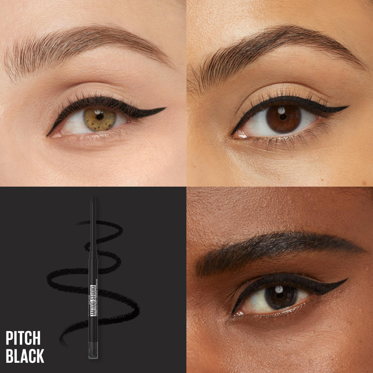 Maybelline Tattoo Studio Eyeliner in Pitch Black, a premium imported beauty essential for perfect eye definition.