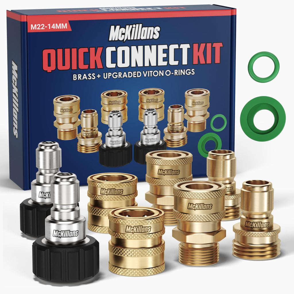 McKillans Pressure Washer Quick Connect Kit offers premium imported quality with upgraded Viton O-rings for durability. Available at Curat Cart.