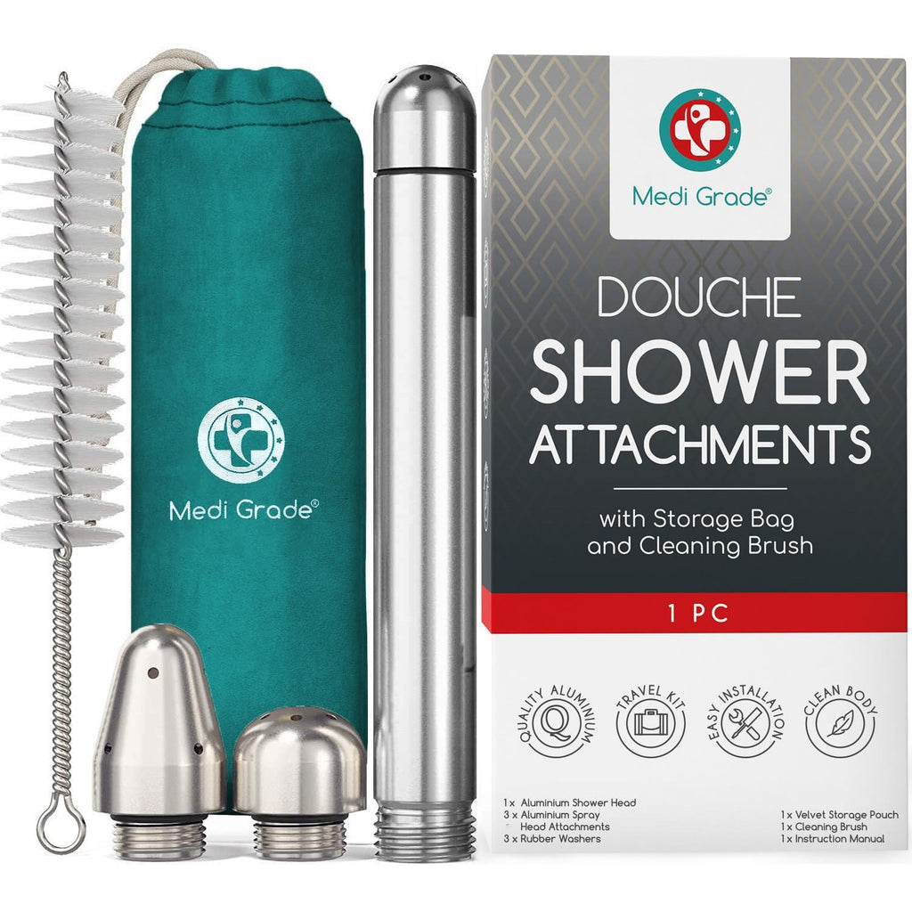 Explore the premium imported Medi Grade Shower Enema Kit, featuring essential attachments and a cleaning brush, available at Curat Cart.