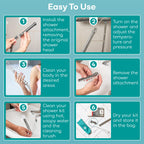 Medi Grade Shower Enema Kit detailed usage instructions, showcasing high-quality design for easy application. Available at Curat Cart.
