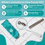 Medi Grade Shower Enema Kit includes nozzles, aluminum shower head, and storage bag. 100% Authentic, available at Curat Cart.