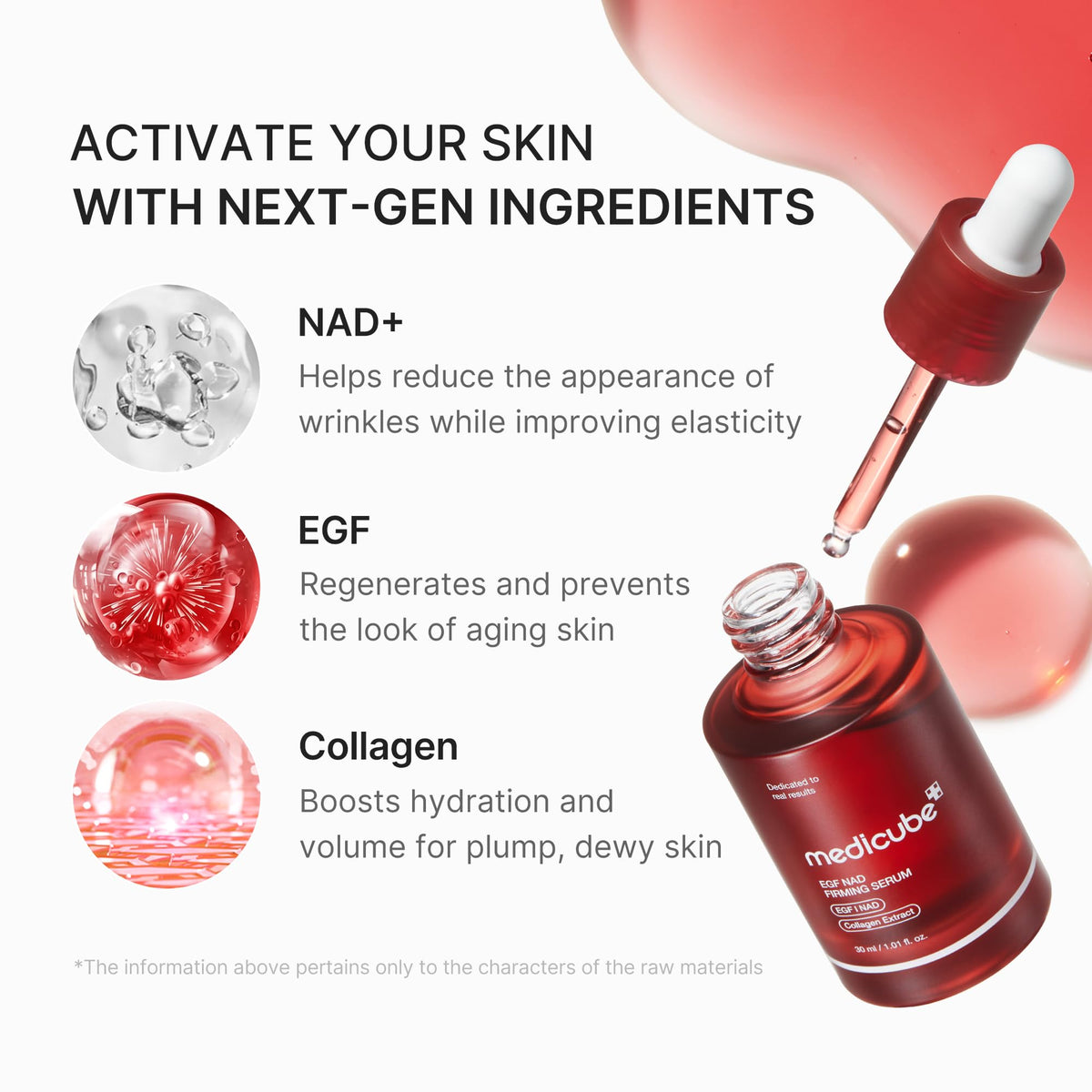 Premium imported Medicube NAD EGF Firming Serum enhances skin elasticity, reduces wrinkles, and boosts hydration.