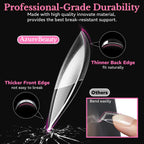 AzureBeauty medium almond nail tips in a 600pcs pack, showcasing professional-grade durability with a unique design for optimal fit.