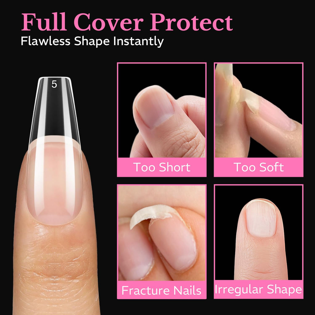 Set of 600 soft gel medium almond nail tips. Ideal for perfecting nail shape. Order online, available now!