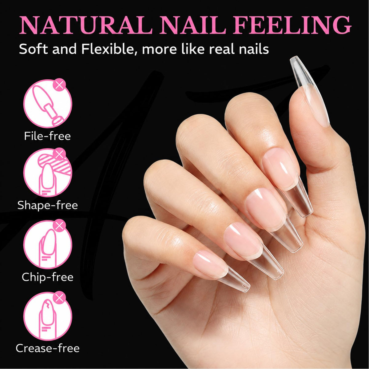 Experience natural nail feeling with these 600pcs soft gel almond nail tips. Verified by CuratCart for quality and trust.