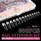 This genuine pack includes 600 medium almond nail tips for extensions, offering great value and durable quality for manicures.