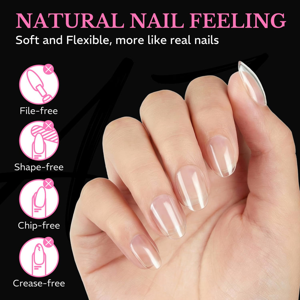 Natural feeling almond nail tips, soft & flexible, 600pcs. Verified by CuratCart for quality assurance.