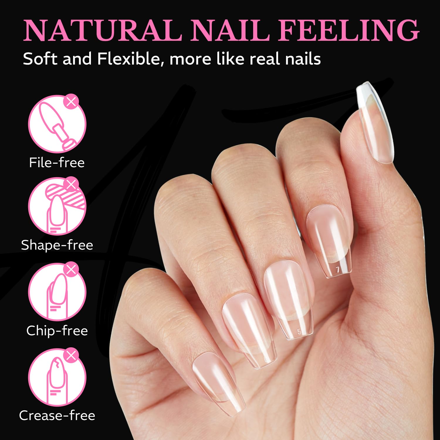 Discover 600pcs Medium Almond Nail Tips for a natural look. Soft, flexible, and chip-free. Verified by CuratCart.